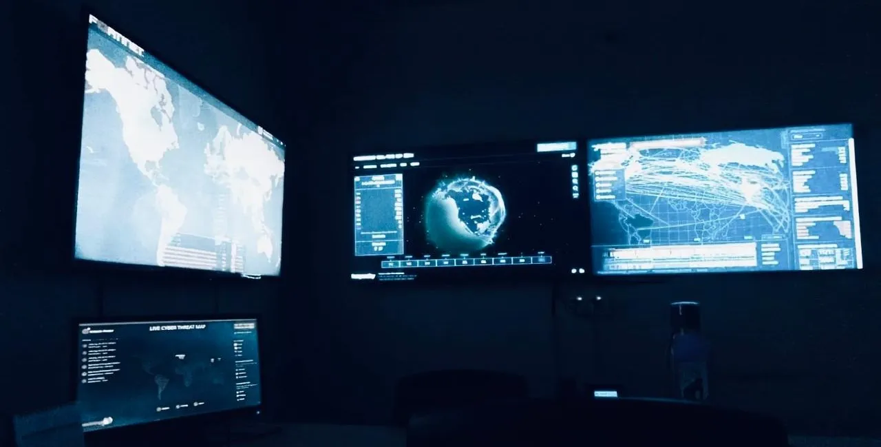 Security operations centre analysts monitoring dashboards